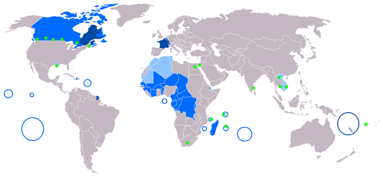 Французский язык является официальным языком в 29 странах Мира